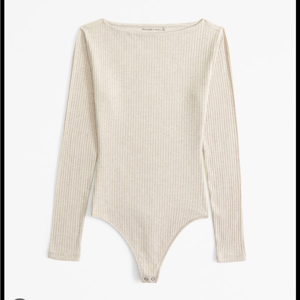 Abercrombie wide ribbed long sleeve bodysuit size m